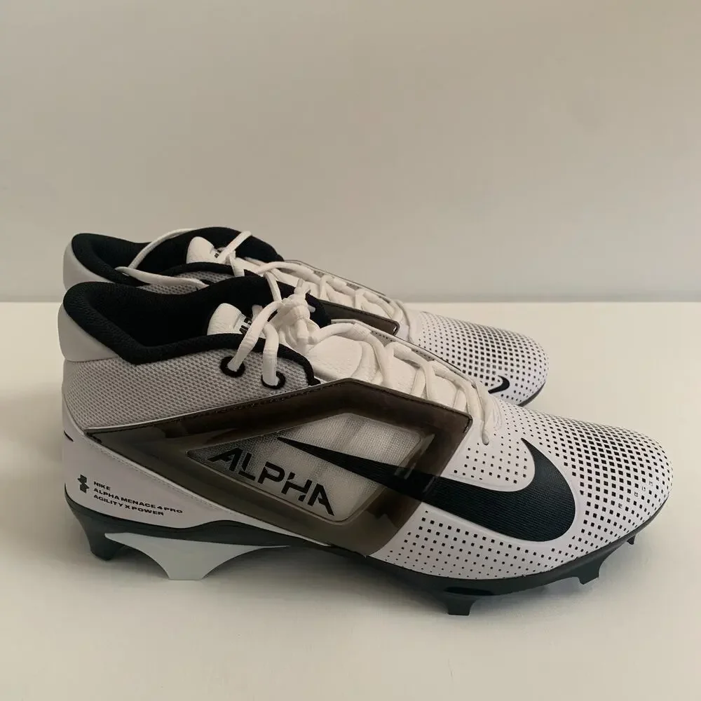 Nike Men's Size 13.5 Air Alpha Menace 4 Pro Football Cleats White FZ7702-105 New